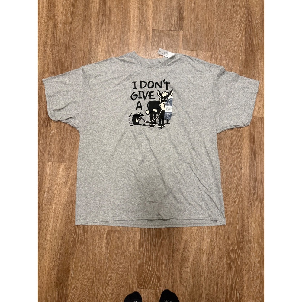 DXM Mens 3XL I Dont Give A Rats Ass Graphic T-Shirt Heather Grey Big & Tall NWT